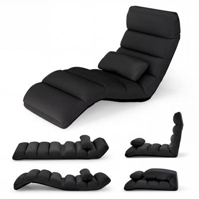 Relaxstoel 5-Voudig Instelbaar Klapstoel met Rugleuning Vloer Stoel met Slaapfunctie Luie Bank voor Gaming Slapen Lezen Zwart Relaxstoel 5-Voudig Instelbaar Klapstoel met Rugleuning Vloer Stoel met Slaapfunctie Luie Bank voor Gaming Slapen Lezen Zwart
