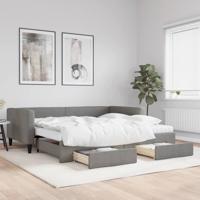 Slaapbank onderschuifbed en lades 100x200 cm stof donkergrijs