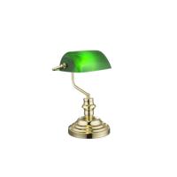 Globo Klassieke bureaulampAntique nikkel met groen glas - 2491K