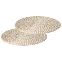 Secret de Gourmet Tafel Placemat - Set van 6x stuks - zeegras - wit - D35 cm - extra dik