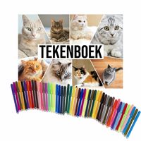 Schetsboek Katten liefhebbers A4 50 paginas met 50 viltstiften