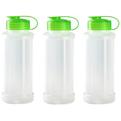 Plasticforte waterfles - 3x stuks - 1100 ml - transparant met dop groen - drinkfles - sport