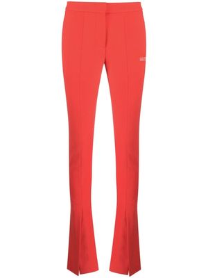Off-White pantalon évasé à fentes sur le devant - Rouge
