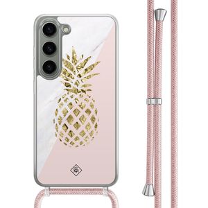 Samsung Galaxy S23 hoesje met rosegoud koord - Ananas