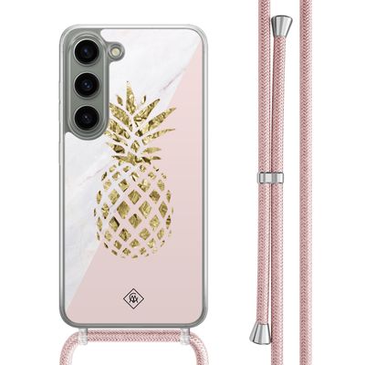 Samsung Galaxy S23 hoesje met rosegoud koord - Ananas