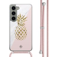 Samsung Galaxy S23 hoesje met rosegoud koord - Ananas