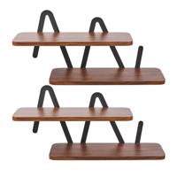 Ostaria Wandrek - 2x - wandplank - hout / metaal - MDF - zwart / bruin - woonkamer/keuken