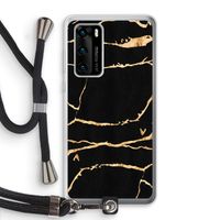 Gouden marmer: Huawei P40 Transparant Hoesje met koord