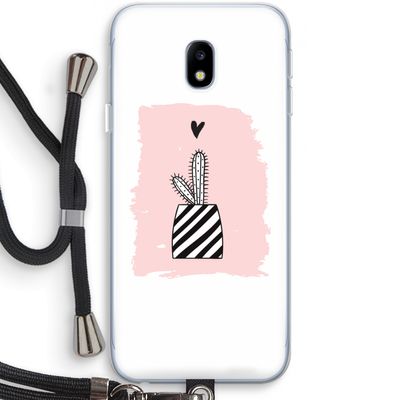 Zwart-wit cactus: Samsung Galaxy J3 (2017) Transparant Hoesje met koord