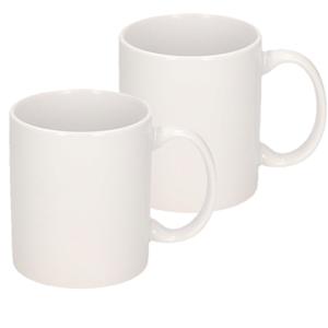 2x stuks Onbedrukte witte mok - 300 ml - blanco koffiemokken