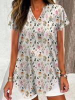 Disty Floral V Neck Casual Shirt