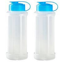 2x stuks kunststof waterflessen 1100 ml transparant met dop blauw 2x stuks kunststof waterflessen 1100 ml transparant met dop blauw