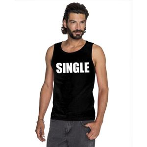 Single tekst singlet shirt/ tanktop zwart heren