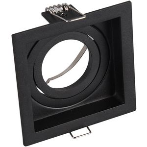 Spot Armatuur GU10 - Trion Kenan - GU10 Inbouwspot - Vierkant - 1-lichts - Zwart - Aluminium - Verdiept - Kantelbaar - Ø90