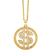 Carnaval/verkleed accessoires Pooier/pimp/gangster sieraden - dollar ketting - goud - kunststof - thumbnail