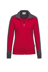Hakro 277 Women's sweat jacket Contrast MIKRALINAR® - Red/Anthracite - 6XL