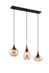 Trio 3-lichts hanglampLumina met amber glas - 317000313