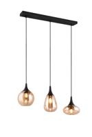 Trio 3-lichts hanglampLumina met amber glas - 317000313