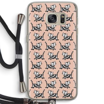 Zwarte poes: Samsung Galaxy S7 Transparant Hoesje met koord