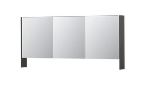 INK SPK3 spiegelkast met 3 dubbel gespiegelde deuren, open planchet, stopcontact en schakelaar 160 x 14 x 74 cm, oer grijs