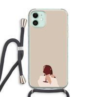 I drink wine: iPhone 11 Transparant Hoesje met koord