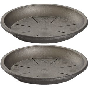 2x stuks opvangschaal Plantenpot antraciet rond 36 cm