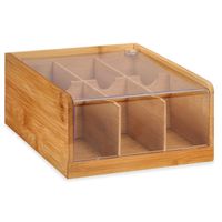 Kinvara Sorteerdoos/theedoos 6-vaks - hout - bruin - 22 x 20 x 10 cm   -