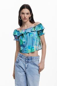 Blouse met ruches - GREEN - M