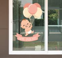 Raamsticker kinderkamer meisje geboren met datum