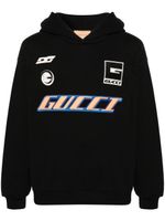 Gucci hoodie en coton à logo brodé - Noir - thumbnail