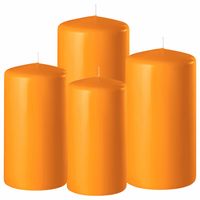 6x stuks oranje stompkaarsen 10-12-15 cm - thumbnail