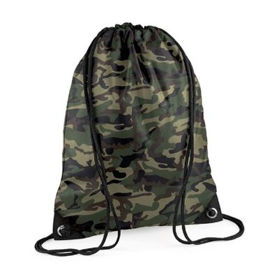 10x stuks sport gymtas jungle camouflage met rijgkoord 45 x 34 cm