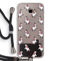 Eenhoorns overal: Samsung Galaxy J4 Plus Transparant Hoesje met koord