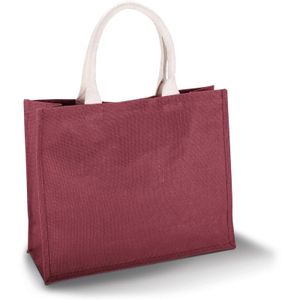 Jute rode strandtas/boodschappentas 42 x 36 cm   -