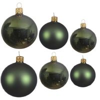 Glazen kerstballen pakket donkergroen glans/mat 26x stuks diverse maten