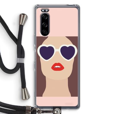 Red lips: Sony Xperia 5 Transparant Hoesje met koord