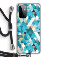 Gekleurde driehoekjes blauw: Samsung Galaxy A72 5G Transparant Hoesje met koord