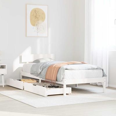 Bedframe zonder matras massief grenenhout wit 90x190 cm