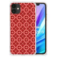 Apple iPhone 11 Doorzichtige Silicone Hoesje Batik Rood - thumbnail