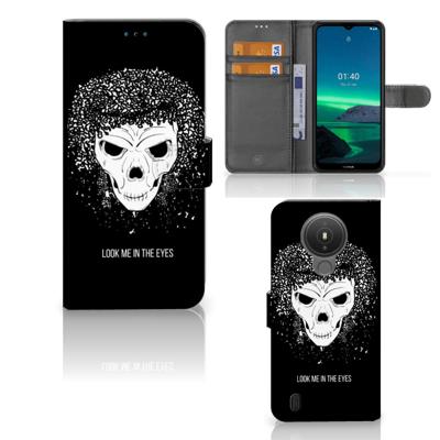 Telefoonhoesje met Naam Nokia 1.4 Skull Hair | Portemonnee hoesje
