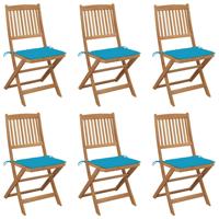 Tuinstoelen 6 st inklapbaar met kussens massief acaciahout