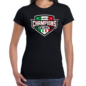 We are the champions Italia / Italie supporter t-shirt zwart voor dames