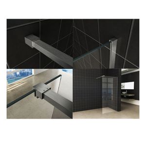 Wiesbaden Slim | profielset 200 cm + 120 cm stabilisatiestang | Incl.Glas- en muurkoppeling | Geborsteld staal