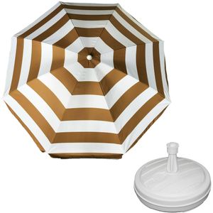 Parasol - goud - D160 cm - incl. draagtas - parasolvoet - 42 cm