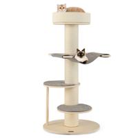 120 cm Moderne Krabpaal voor Binnenkatten Houten Kattentoren Dikke Sisal Krabpalen Sisal Mat Hangmat Verwijderbaar Kussen