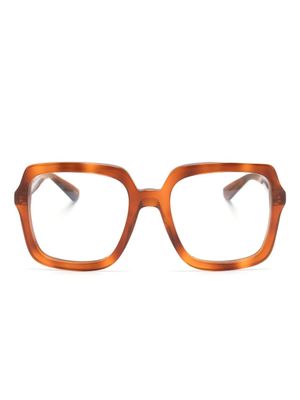 Gucci Eyewear lunettes de vue carrées à effet écailles de tortue - Marron