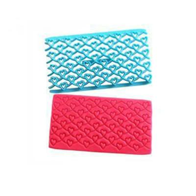2 PC'S taart fondant tool hartvormige Diamond textuur Plaid Overpass Quyi Seal Printing mal (hart vorm 54112)