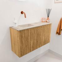 Toiletmeubel Mondiaz Joya Dlux | 81.6 cm | Meubelkleur Oak | Faye wastafel Frappe Wasbak Links | Zonder kraangat(en)