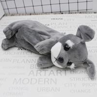 Kawaii cartoon pluche hond potlood geval cute dier pen zak vak Kids school benodigdheden briefpapier (Schnauzer grijs)