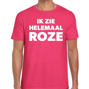 Ik zie helemaal roze tekst t-shirt roze heren